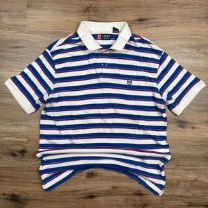 chaps ralph lauren white blue and red striped rugby style‎ polo